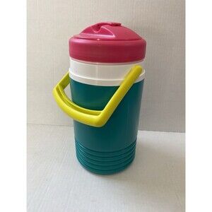 Retro Igloo 1/2 Half Gallon Water Jug Pink Yellow Teal 80s 90s